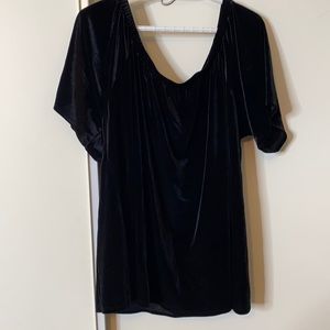 Plus size velour off shoulder blouse.